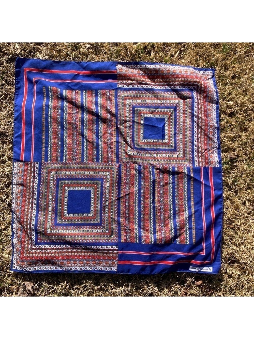 Helene for Symphony blue patterned scarf